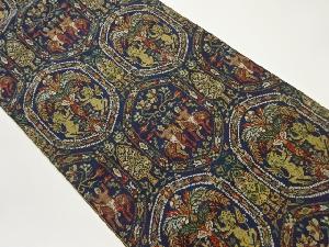 抽象人物・動物・草花模様織出し名古屋帯